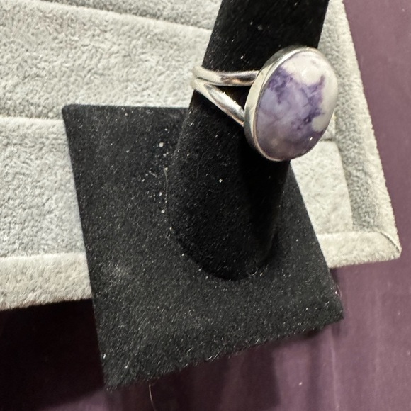 New Sterling Silver Purple Oval Morado Violet Flame Opal Ring Sz 8 Crystal - Picture 15 of 16